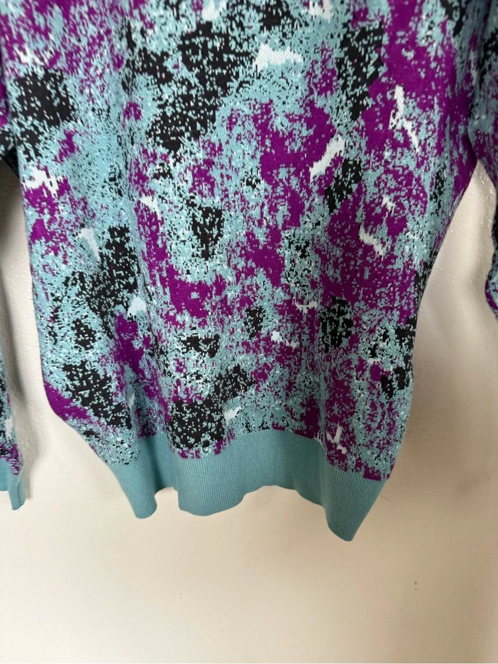 Zara Aqua & Purple Marbled Crewneck Sweater Size M